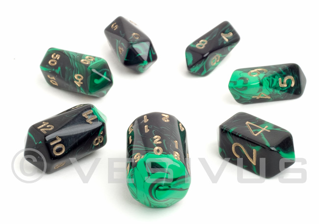 DICE Crystal Caste   OBLIVION Barrel GREEN Set d20 7  