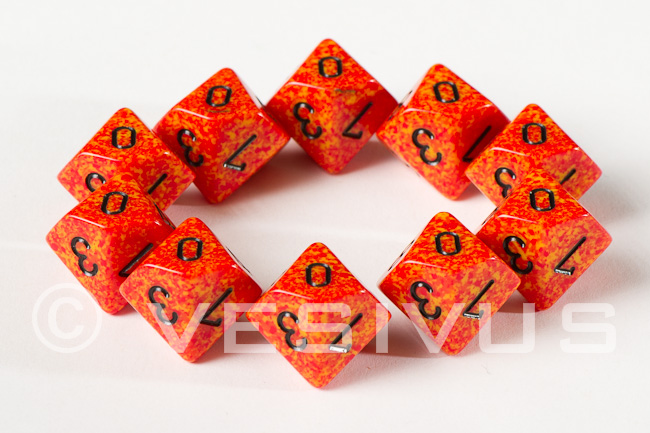 Speckled Fire Orange, 16mm d10 Set