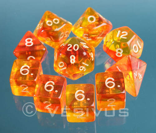 DICE Game FIREFLY BLUE Gem Blitz 10 pc Set d20 Full d6  