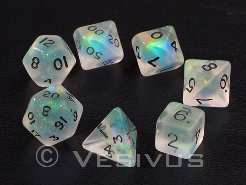 DICE Gaming FIRE OPAL BLUE Translucent 7 pc d20 d6  