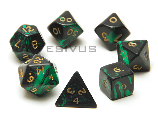 DICE Oblivion BLACK / BLUE 7pc Dice Set d20 d10 d8 d6  