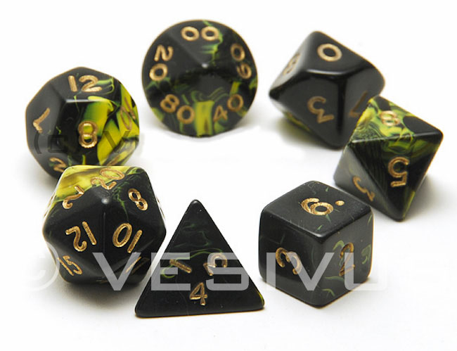 DICE Oblivion BLACK / BLUE 7pc Dice Set d20 d10 d8 d6  